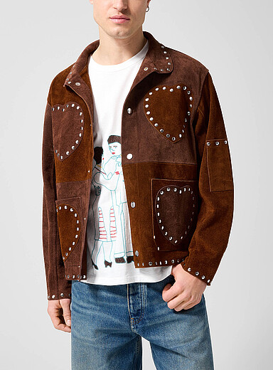 Studded hearts suede welder's jacket | BODE | | Simons