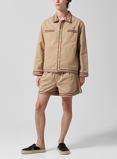 BODE Khaki/Sage/Olive Canteen contrast piping structured short for men