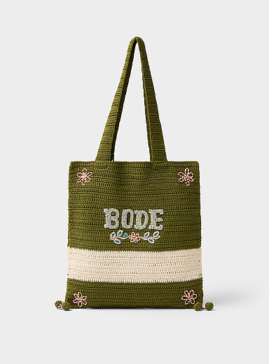 BODE NY ボーディー Beaded Crochet タンクトップ　XS-S Embroidered beads logo crochet tote | BODE | | Simons