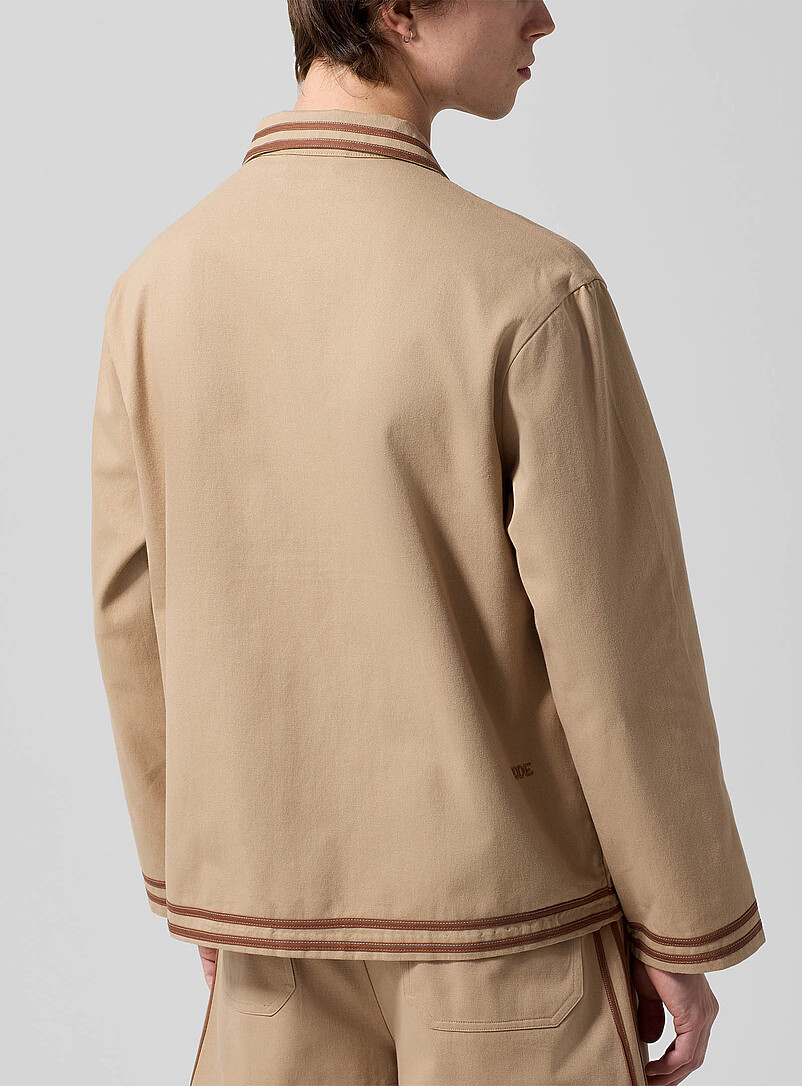 BODE: La surchemise structur&eacute;e liser&eacute;s contraste Canteen Vert fonc&eacute; - Mousse pour homme