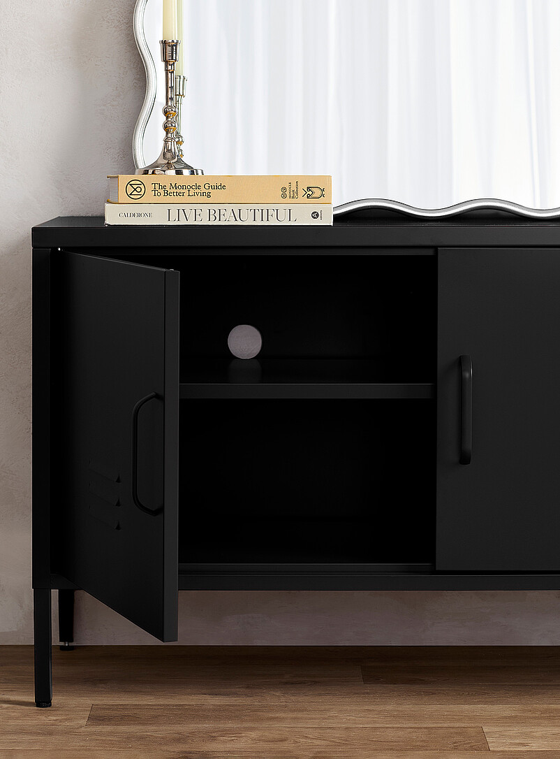 Simons Maison: Le meuble t&eacute;l&eacute; m&eacute;tal style casier 60 po Blanc cass&eacute;