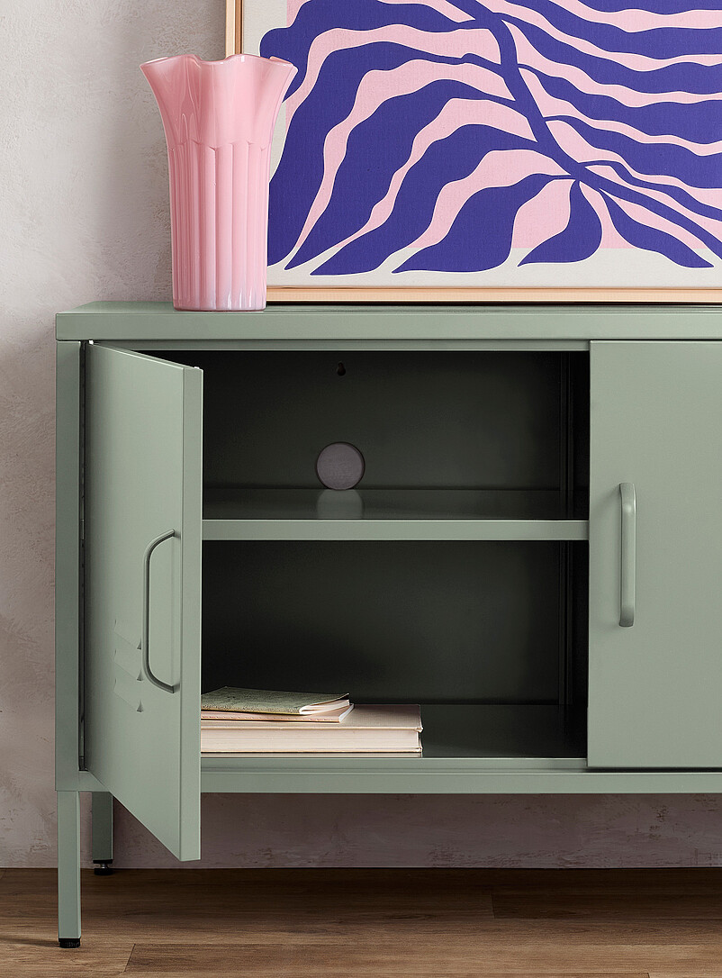 Simons Maison Off White Metal locker-style media unit 60"