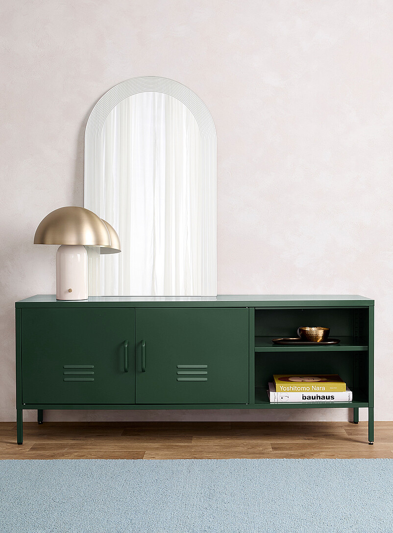 Simons Maison Off White Metal locker-style media unit 60"