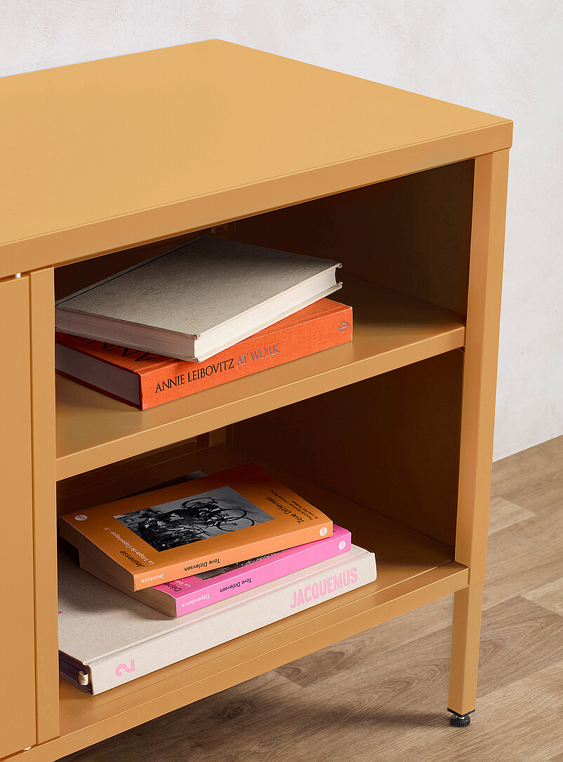 Simons Maison Off White Metal locker-style media unit 60"