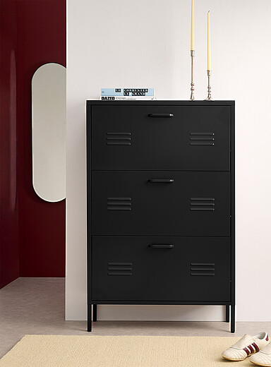 Metal locker-style shoe cabinet