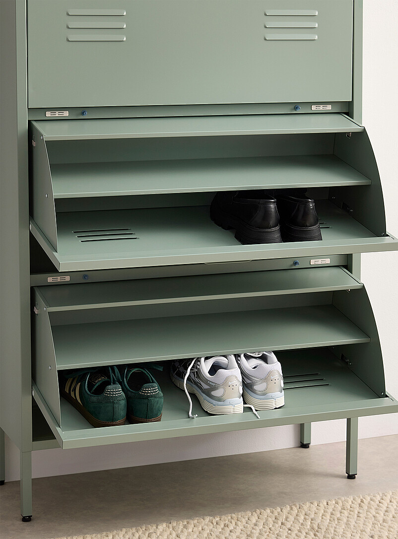 Simons Maison: Le meuble &agrave; chaussures m&eacute;tal style casier Vert