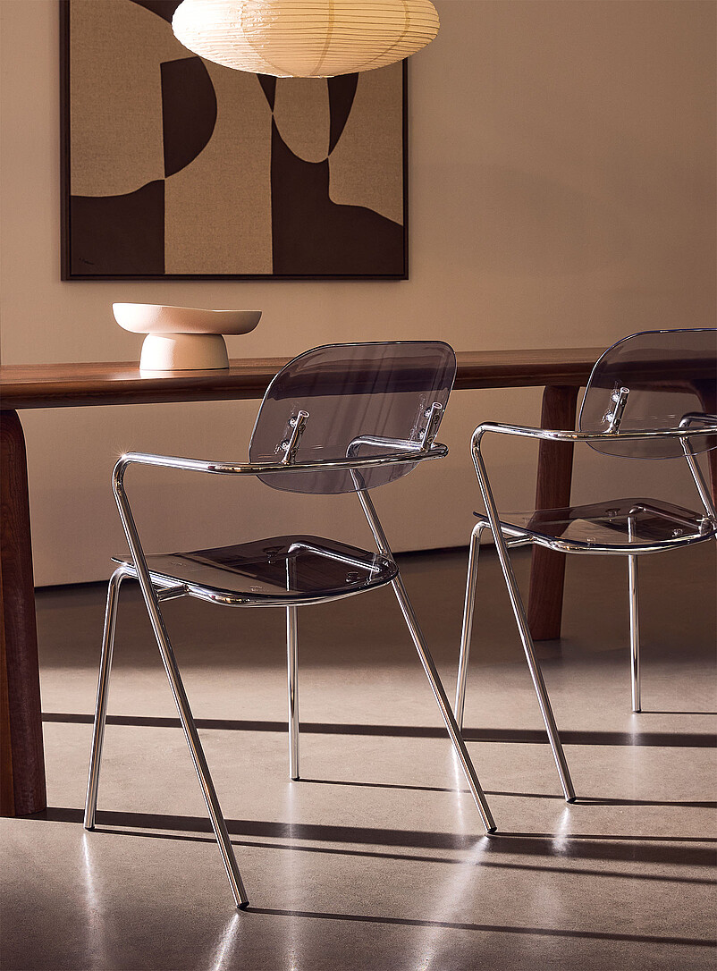 Polycarbonate And Metal Armrest Chairs Set Of 2