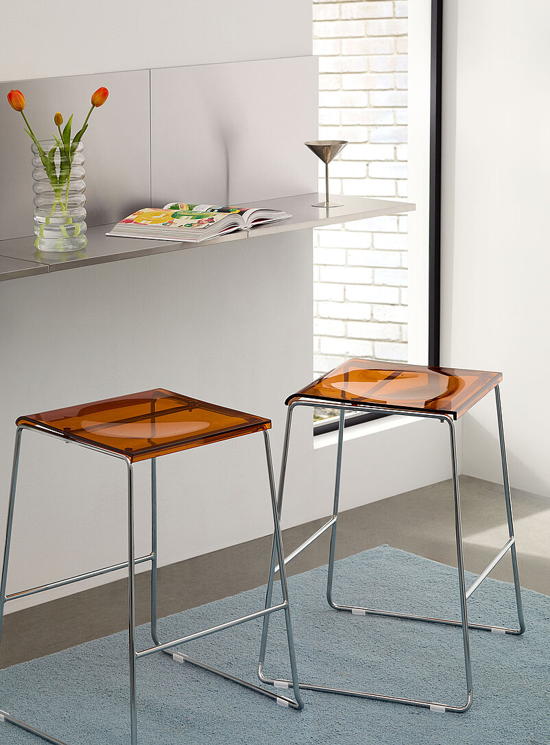 Square polycarbonate stools Set of 2 product image (primary)