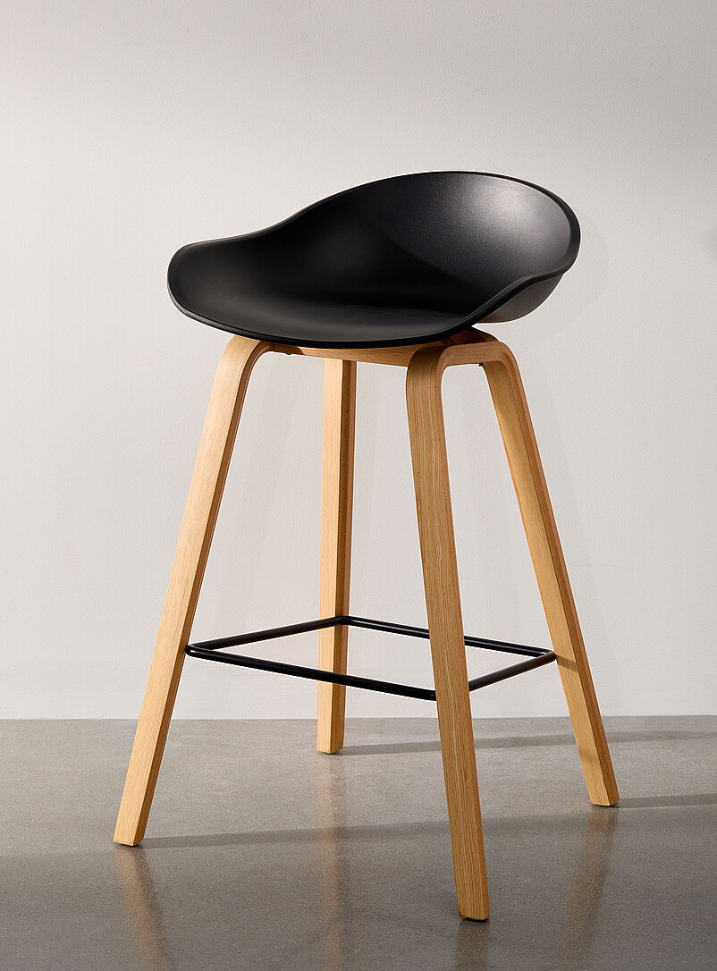 Polypropylene and wood counter stools Set of 2 product image 2