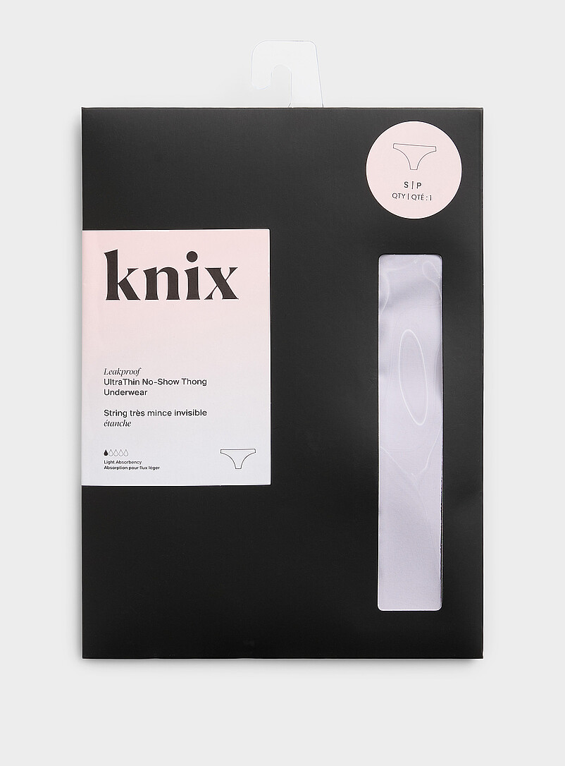 Knix: La culotte menstruelle tanga ultramince No-Show Absorption : l&eacute;g&egrave;re Beige pour femme