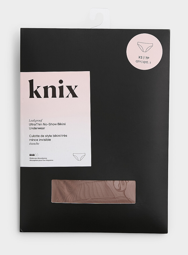 Knix: La culotte menstruelle bikini ultramince No-Show Absorption : mod&eacute;r&eacute;e Noir pour femme