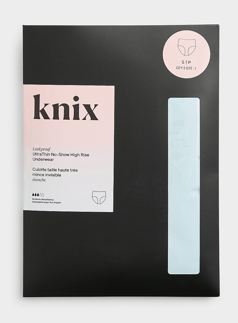 Knix: La culotte menstruelle taille haute ultramince No-Show Absorption : mod&eacute;r&eacute;e Blanc &agrave; motifs pour femme