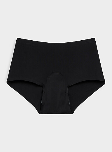 Knix: La culotte menstruelle gar&ccedil;onne ultramince No-Show Absorption : mod&eacute;r&eacute;e Noir pour femme