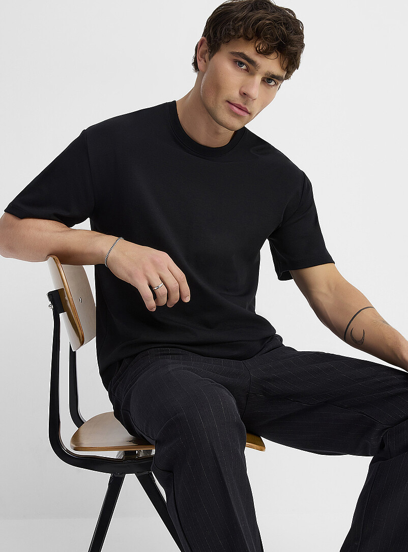 Le 31 Navy/Midnight Blue Organic Pima cotton T-shirt <b>Comfort fit</b> for men