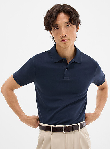 Le 31 Navy/Midnight Blue Pima cotton polo for men