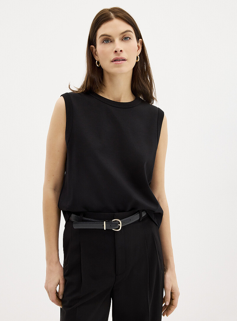 Contemporaine: La camisole carr&eacute;e coton pima Bleu pour femme
