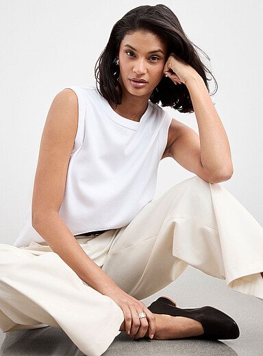 Boxy-fit Pima cotton cami