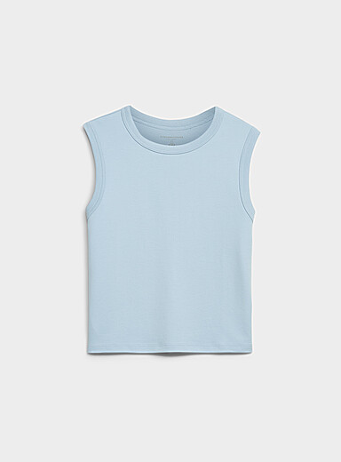 Contemporaine Blue Boxy-fit Pima cotton cami for women