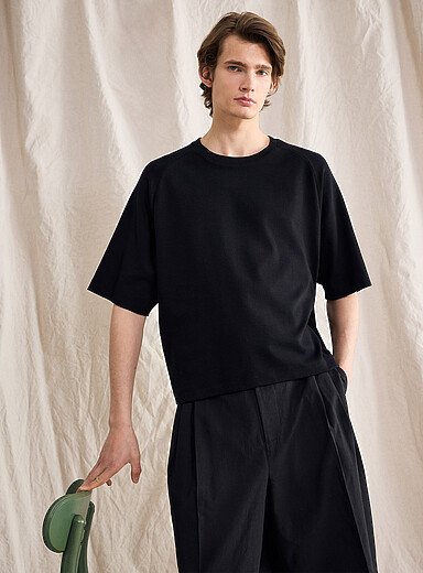 Le 31 Black Raglan sleeve boxy T-shirt <b>Le 31 Studio capsule</b> for men