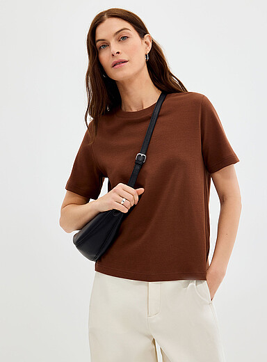 Contemporaine: Le t-shirt d&eacute;contract&eacute; coton pima Brun noisette pour femme