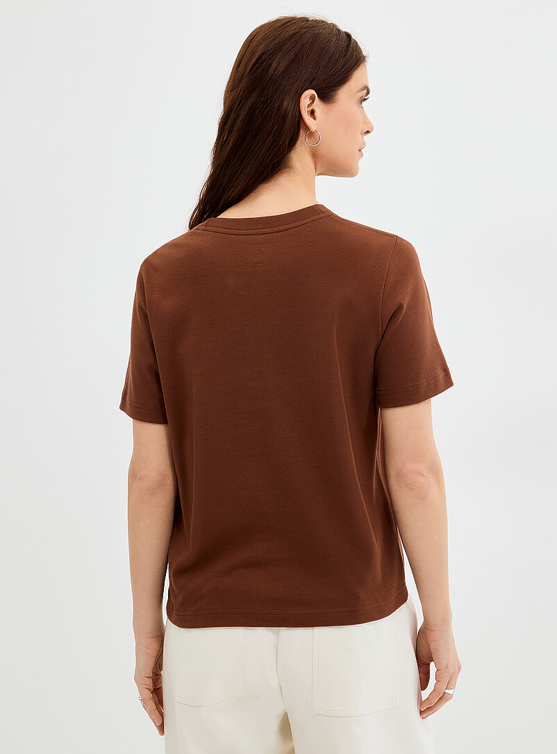 Contemporaine: Le t-shirt d&eacute;contract&eacute; coton pima Brun noisette pour femme