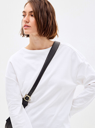 Le t-shirt carr&eacute; manches longues coton pima