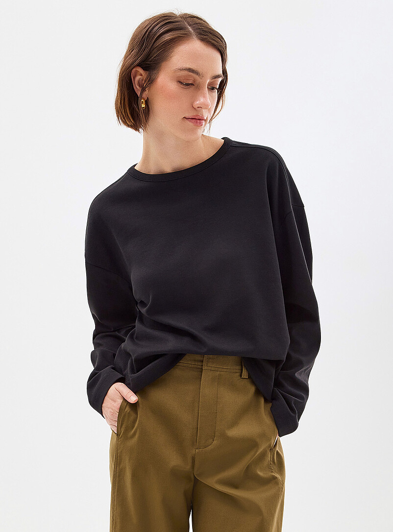Pima cotton boxy-fit long-sleeve T-shirt product image (primary)
