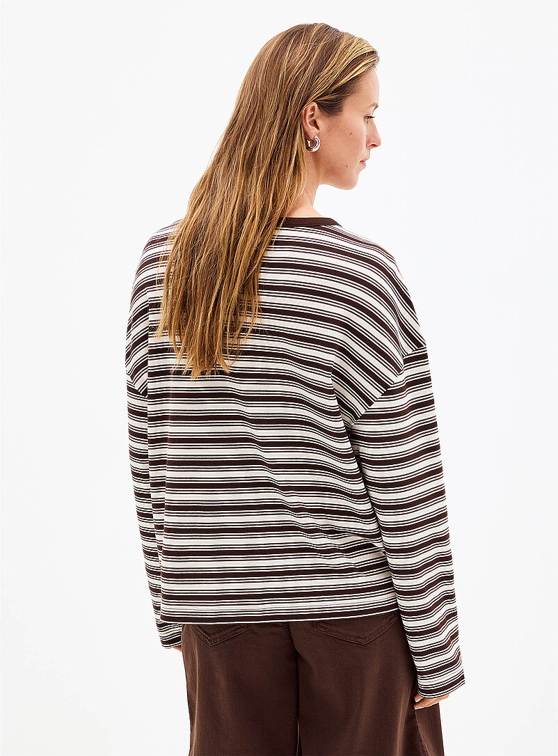 Square-neck long-sleeve striped Pima cotton tee product image 2