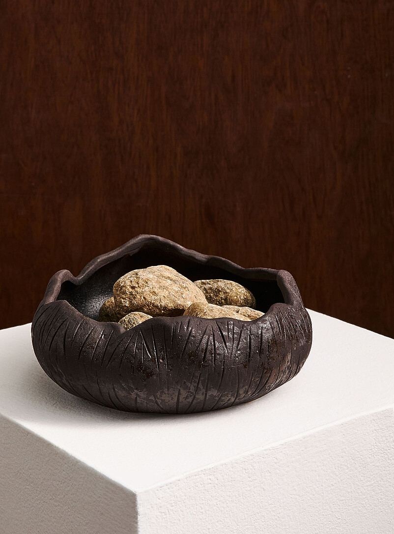 Grooved abstract decorative bowl product image (primary)