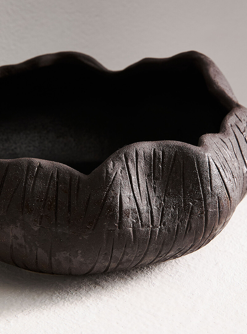 Grooved abstract decorative bowl product image 2