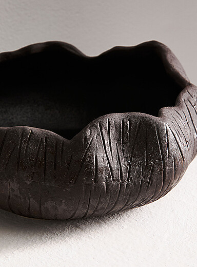 Grooved abstract decorative bowl