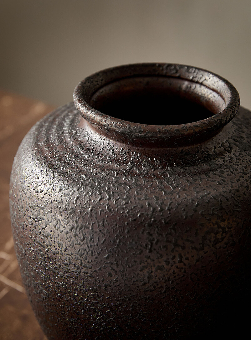 Speckled texture cocoa brown vase product image 2