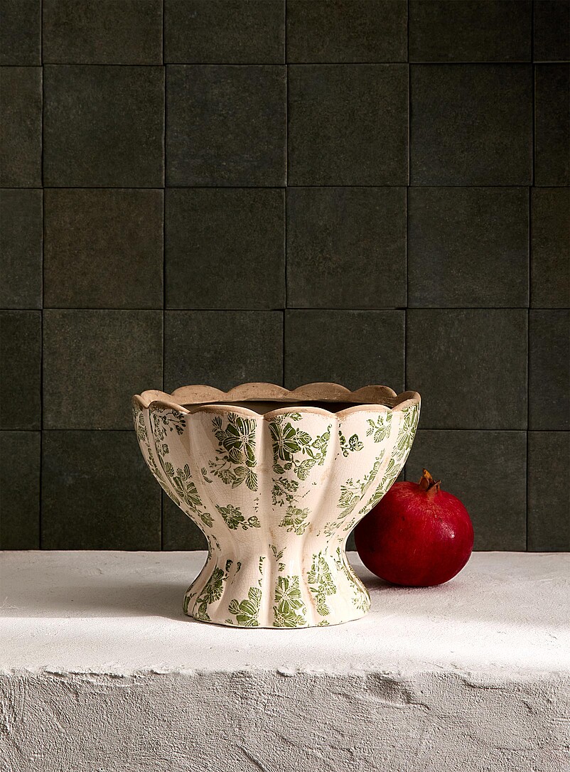 Green floral crackle-glaze vase product image (primary)