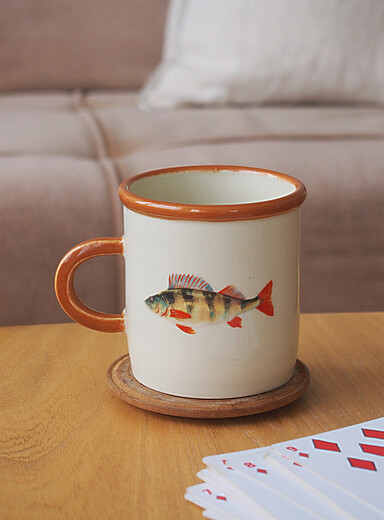 Yellow perch ceramic mug