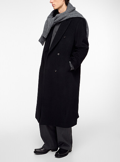 Le17septembre Black Oversized double-breasted pure wool coat for men