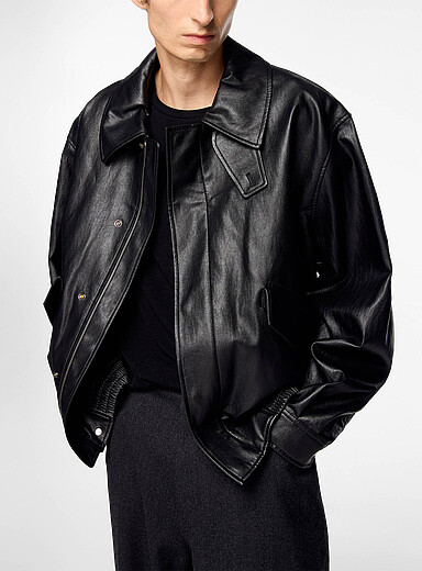 Loose faux-leather jacket