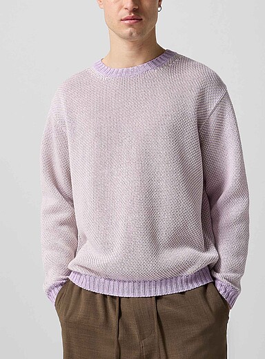 Le17septembre Lavender/Light Crimson Accent trim openwork knit sweater for men