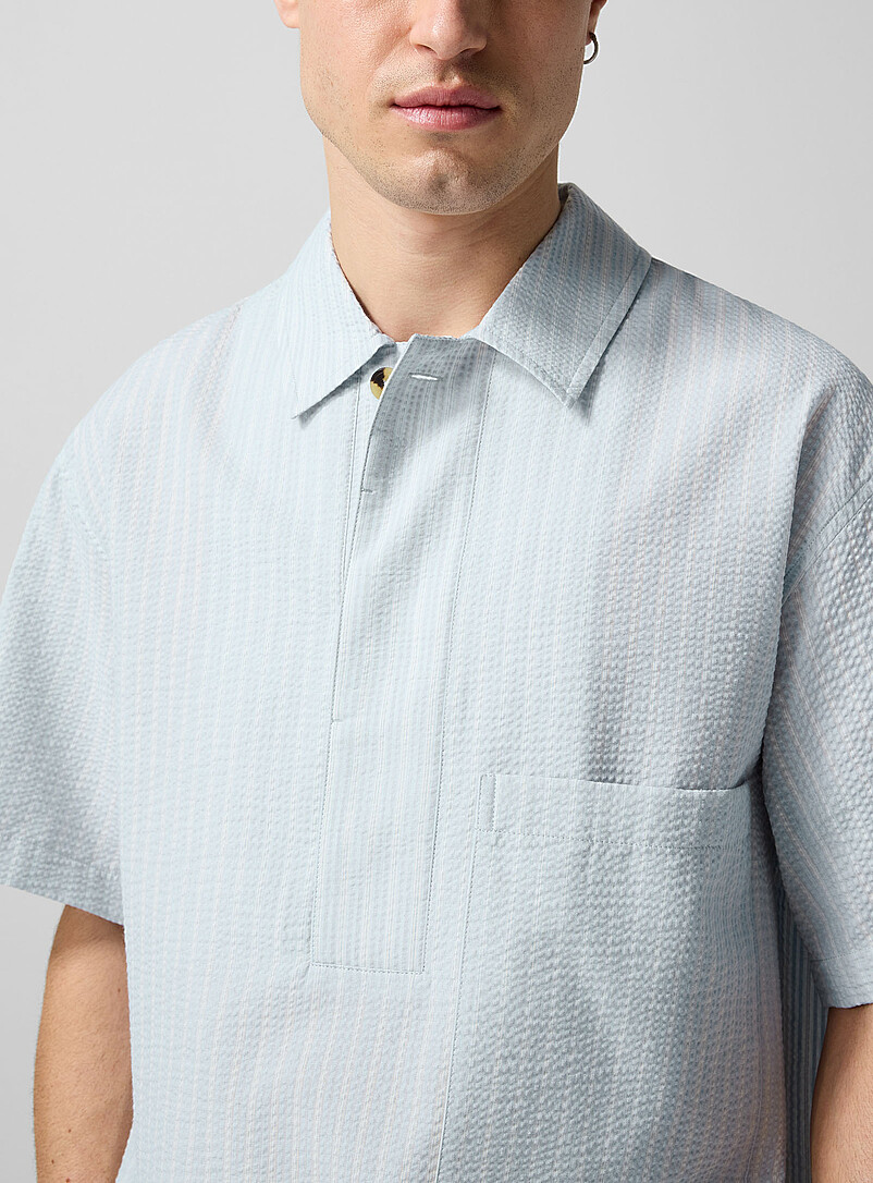 Striped seersucker pull-on shirt | Le17septembre | Shop Men's