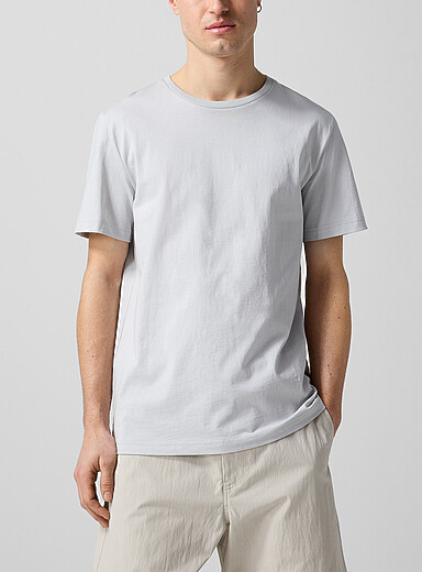 Le17septembre Grey Plain pure cotton T-shirt for men