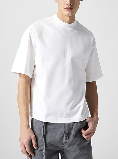 Le17septembre: Le t-shirt carr&eacute; col montant Blanc pour homme