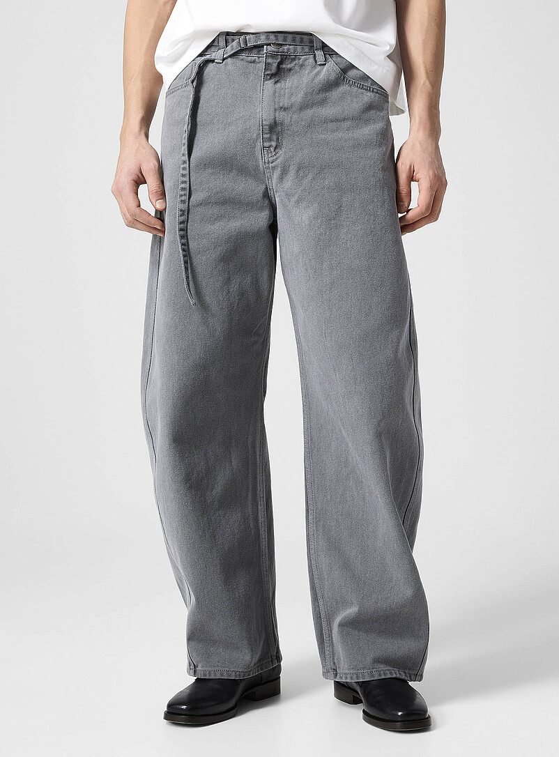 Belted grey barrel-leg jean product image 2
