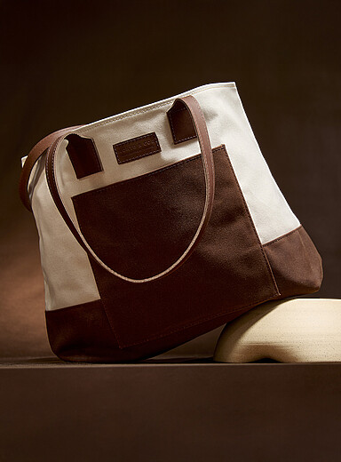 Organic cotton contrasting tote bag