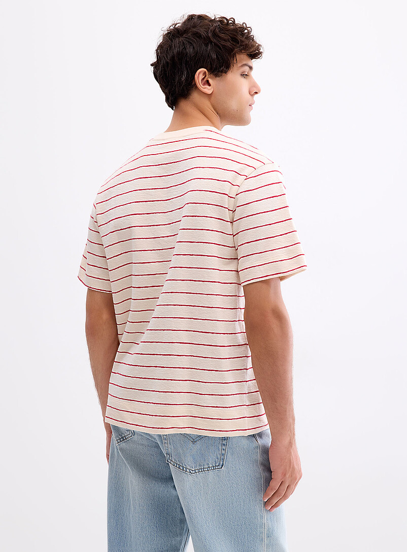 NN. 07: Le t-shirt tricot ray&eacute; Pedro Ivoire - Beige cr&egrave;me pour homme