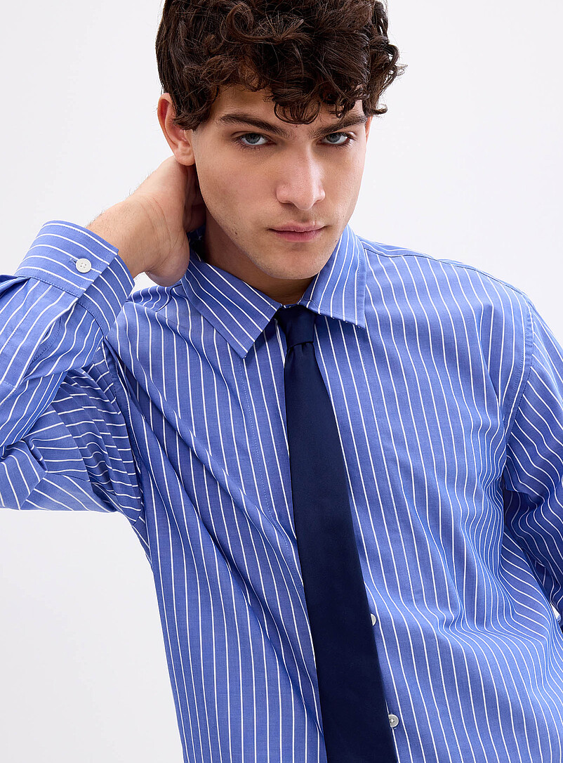 NN. 07 Blue Reed pyjama-stripe shirt <b>Relaxed fit</b> for men