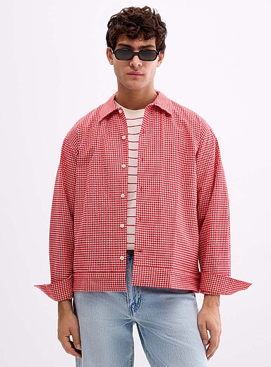 Reed gingham seersucker shirt <b>Relaxed fit</b>