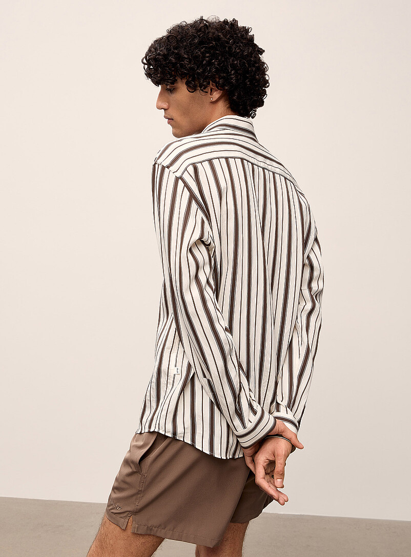NN. 07 Off White Coffee-coloured striped shirt for men