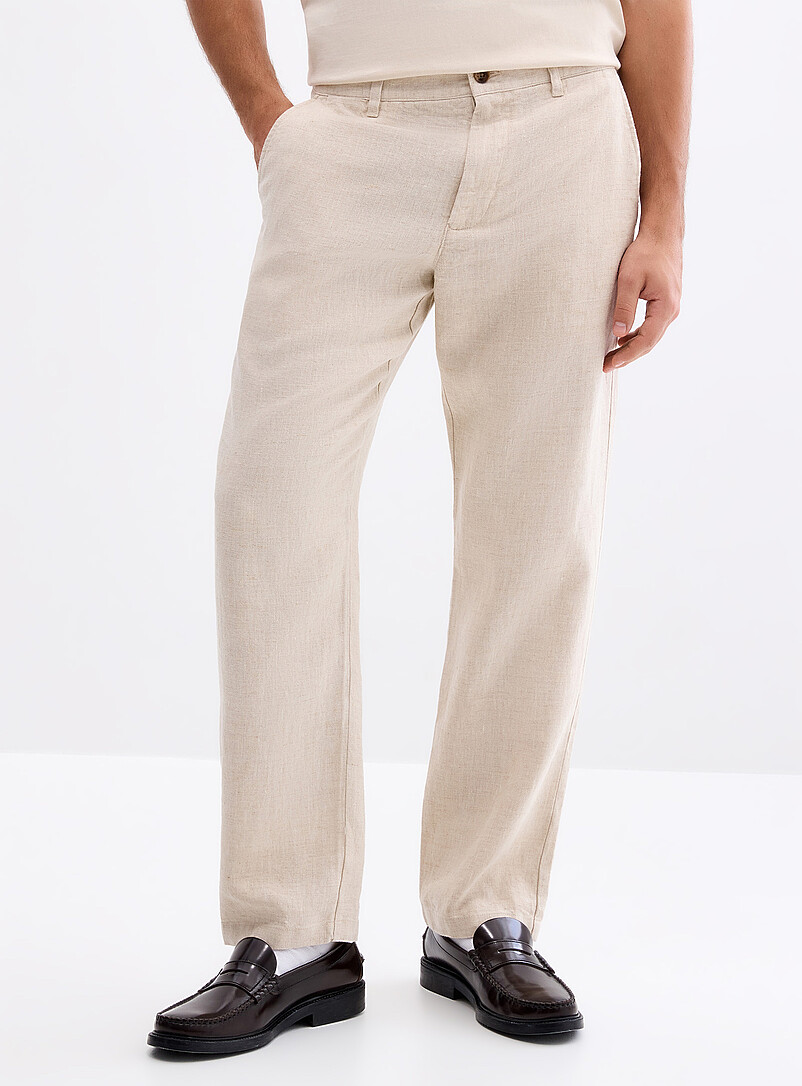 NN. 07 Off White Aden pure linen pant <b>Straight fit</b> for men