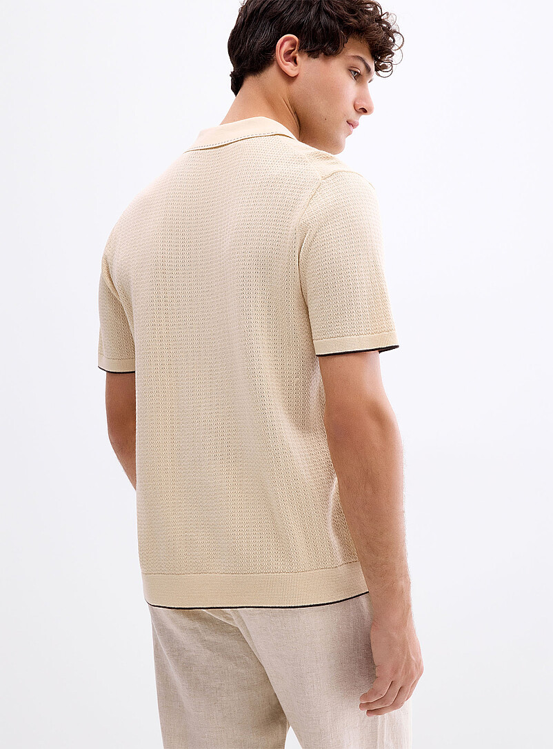 NN. 07 Ivory/Cream Beige Nalo polo-collar cardigan for men