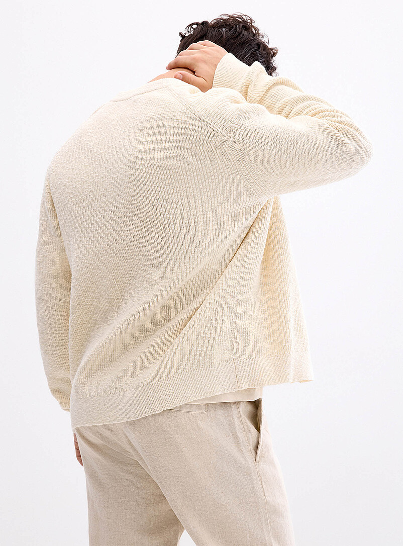 NN. 07: Le cardigan c&ocirc;tes boucl&eacute;es Jasper Blanc cass&eacute; pour homme