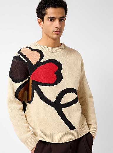 Playful floral jacquard sweater